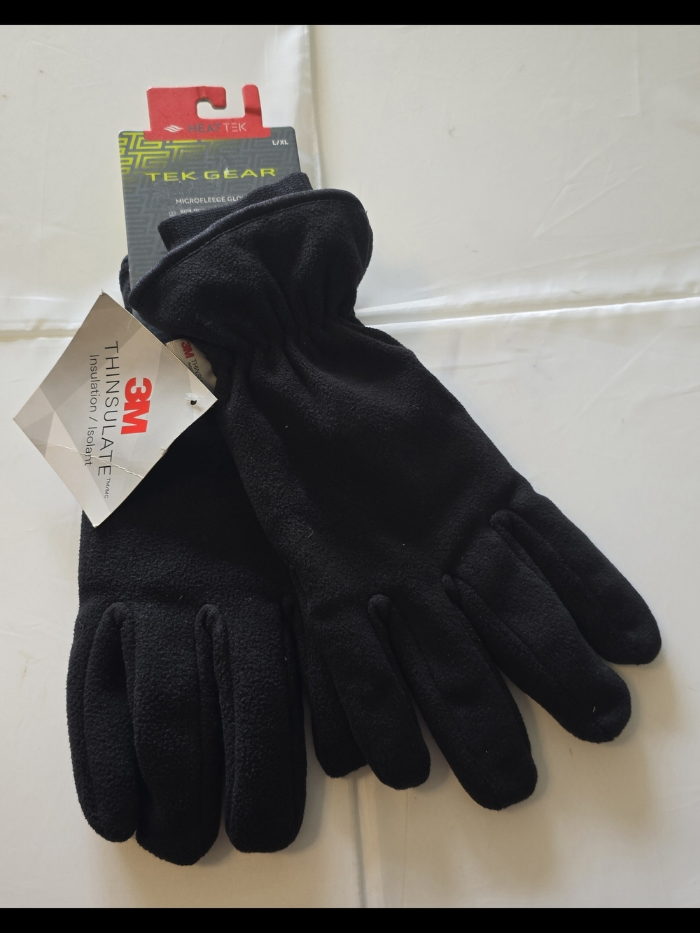 Heat Tek Tek Gear Microfleece Gloves L/XL Black NWT Thinsulate